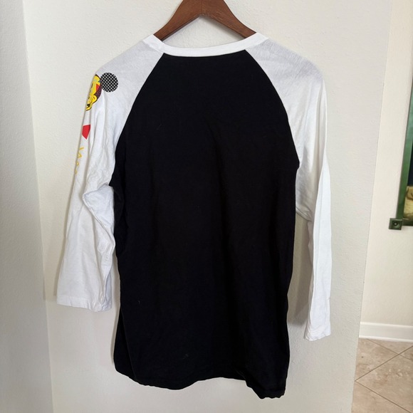 Disney Parks Raglan T Shirt Mickey Mouse Geometric Graphic Print Black White M - Picture 2 of 4